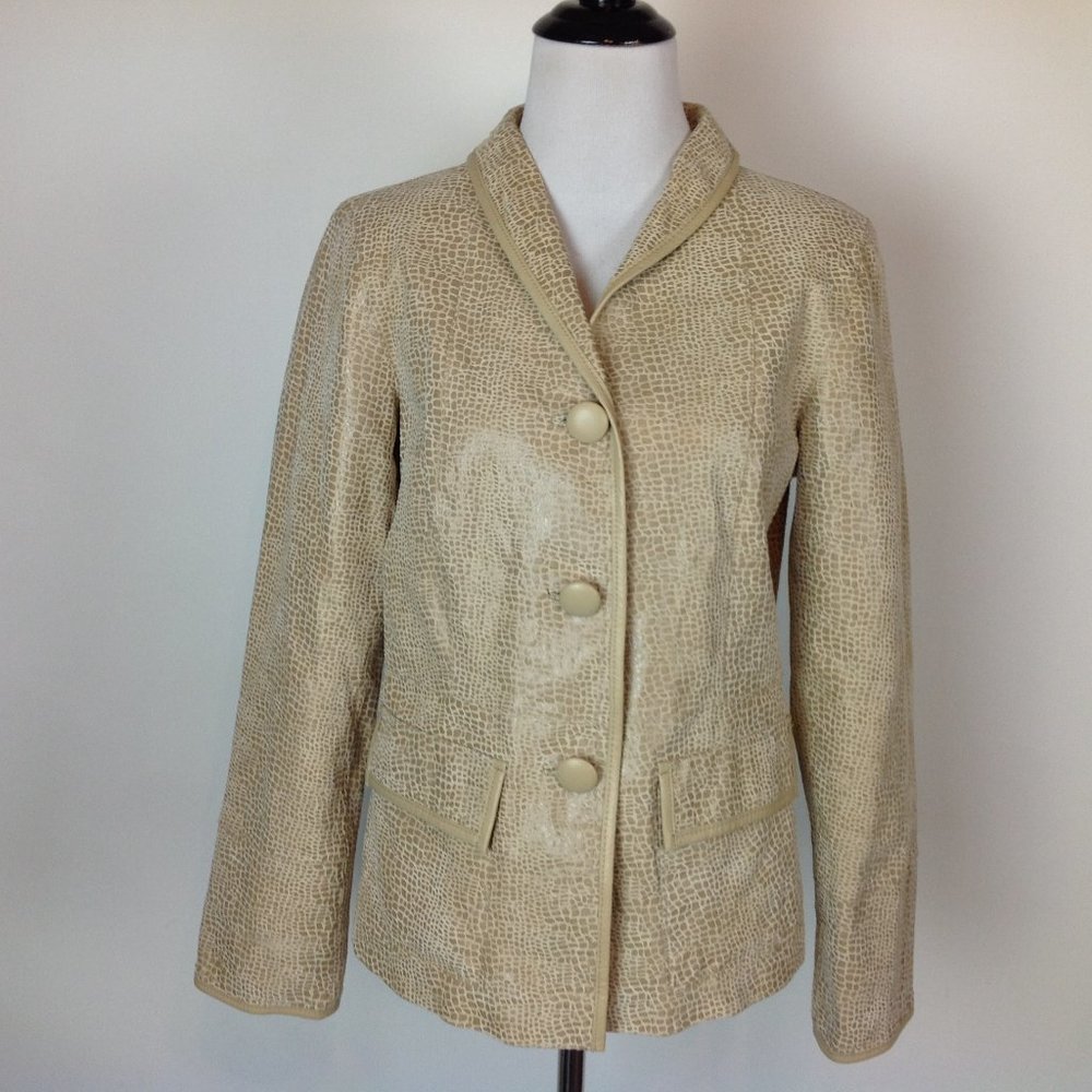 Bradley Bayou Leather Jacket Alligator Pattern Womens XS